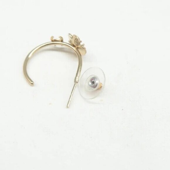 100% Authentic Chanel Flower CC Gold Metal Earrings - Picture 5 of 9